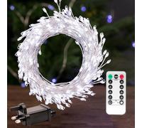 PCORES Fairy Lights Plug in, 6M 200LED Cool White Silver Wire Firecracker Firefly Lights with Remote, Waterproof Copper Wire Lights for Bedroom Wreath Window Wedding Christmas Tree Decoration、