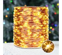 PCORES Plug in Fairy Lights 60M 600 LED Warm White Copper Remote Control Indoor Outdoor String Lights for Bedroom Living Room Patio Porch Garden Christmas Tree