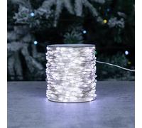 PCORES Solar String Lights Outdoor, 12M/40Ft 240 LED Fairy Lights - 2X Brighter Cool White, 8 Lighting Modes, Ultra-Dense Christmas Lights Waterproof Silver Copper Wire - for Patio, Garden, Christmas