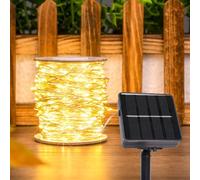 PCORES Solar String Lights Outdoor, 12M/40Ft 240 LED Fairy Lights - 2X Brighter Warm White, 8 Lighting Modes, Ultra-Dense Christmas Lights Waterproof Silver Copper Wire - for Patio, Garden, Christmas