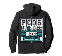 PCOS Awareness Warrior Polycystic Ovary Syndrome Ribbon Pullover Hoodie