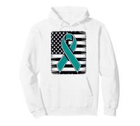 PCOS Warrior Teal Ribbon PCOS Awareness Pullover Hoodie