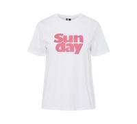 PIECES Women's Pcpia Ss T-Shirt Bc, Bright White/Print: Sunday, XS