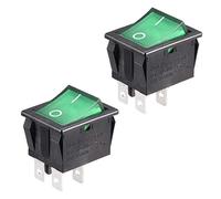PCS AC 16A/125V 16A/250V DPST 4P 2 Position I/O Green Light On Off Push Button Boat Light Rocker Switch Microswitch