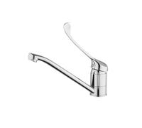 PCS Brass Hot and Cold Long Handle Laboratory Hospital Wash Basin Deck Mount Elbow Touch Mop Pool Faucet (Color : D)