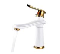 Pcs Brass Hot and Cold Mixing Basin White/Chrome/Black/Antique Bathroom Waterfall Faucet (Color : Antique Brush high) tap