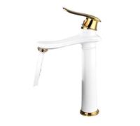 Pcs Brass Hot and Cold Mixing Basin White/Chrome/Black/Antique Bathroom Waterfall Faucet (Color : Antique Brush high) tap