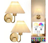 pcs LED Rechargeable Wall Light Without Power Connection Indoor d Wall Lamp Battery with Remote Control Dimming Wall Lighting Wireless USB Rechargeable Living Room Sconce Fabric Shade Retro