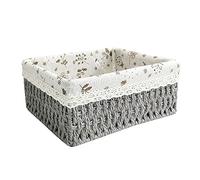 Pcscevcr 3Pcs Rattan Storage Basket, Wicker Baskets Bins with Removable Liners, Serving Trays Basket, for Bathroom Kitchen Home Desk Shelf Decor(Gray)