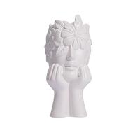 Pcscevcr Ceramic Flower Vase, Female Form Head Face Vase, Modern Ladies Body Statue Art Vase, Tabletop Ornament, for Home Living Room Office Decor (D)