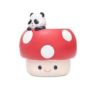 Pcscevcr Cute Mushroom Smiley Face Plant Pots, Creative Small Animal Decorative Flower Pots with Drainage, Pen Holder, for Indoor Outdoor Garden Decor(Panda)