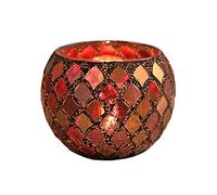 Pcscevcr Mosaic Glass Candle Holder, Vintage Romantic Tea Light Candleholder, Shattered Glass Candleholder, for Wedding Party Decor (Red)