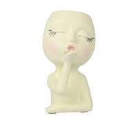 Pcscevcr Resin Succulent Planter, Flying Kiss Face Human Head Vase, Cute Succulent Flower Pots with Drainage Hole, for Home Office Garden Decor(Beige)