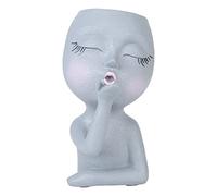 Pcscevcr Resin Succulent Planter, Flying Kiss Face Human Head Vase, Cute Succulent Flower Pots with Drainage Hole, for Home Office Garden Decor(Grey)
