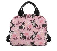 PCSJRKG Cartoon French Bulldog Printed Lunch Bag Insulated Butterfly Daisy Printed Lunch Box Handbag, Lightweight Lunch Tote Bag for Kids, Reusable Children's Girls Lunch Bag for School or Picnic