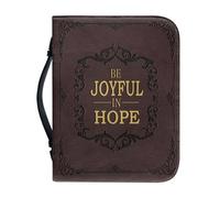 PCSJRKG Cross Printed Leather Bible Cover with Handles, Be Joyful in Hope, Zippered Bible Carrying Case for Women and Girls, Bible Tote Bag for Kids, Bible Accessories, Christian Gifts