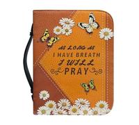 PCSJRKG Daisy Butterfly Printed Bible Cover Case, As Long As I Have Breath I Will Party, Christian Bible Cover with Handles and Zipper, Bible Carrying Case Bible Tote Handbag Gifts, XL