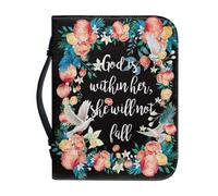 PCSJRKG Flowers Pigeon Printed Bible Cover Case PU Leather Book Cover for Women Girls, God is Within her, She Will not Fall, Large Capacity Scripture Bag Bible Cover Bags, L