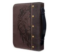 PCSJRKG Lion Bible Tote Bag, Church Bag Bible Accessories, Multi-Functional Zippered Bible Cover Purse with Handles for Daily Home Outdoor Use, God is within her,she will not fall