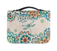 PCSJRKG Mandala Flower Dragonfly Printed Bible Cover Portable Leather Bible Carrying Case Multi-Purpose Bible Carrier Bible Protector Lightweight Bible Covers for Woman