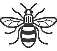 PCSL - Manchester MCR Bee - Proud to be Mancunian - Laptop/Car Bumper/Windows/Wall Sticker Decal (Black, Large 25cm x 25cm)