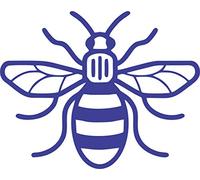 PCSL - Manchester MCR Bee - Proud to be Mancunian - Laptop/Car Bumper/Windows/Wall Sticker Decal (Blue, Small 12cm x 12cm)