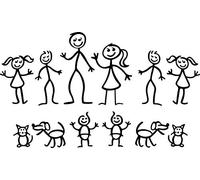 PCSL My Stick Family Car Windows Decals (Family 1 Black)