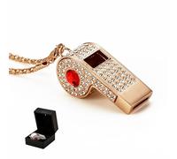 PCTC Shining Whistle, Metal Crystal Rhinestone Whistle with Keychain for Referees, Loud Crisp Sound, Great for Referees, Coaches, Lifeguards, Police, Outdoor Sports and Emergencies (Red)