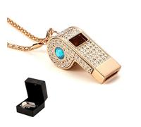 PCTC Shining Whistle, Metal Crystal Rhinestone Whistle with Keychain for Referees, Loud Crisp Sound, Great for Referees, Coaches, Lifeguards, Police, Outdoor Sports and Emergencies