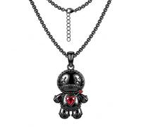 PCTJYFU Voodoo Doll Necklace for Men Women, Black Gothic Heart Pendant