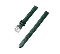 PctkeLsend 10-20mm women's genuine leather bamboo stripe strap is suitable for most flat mouthed straps(Green-Silver,20mm)