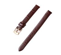 PctkeLsend 10-20mm women's genuine leather bamboo stripe strap is suitable for most flat mouthed straps(Brown-rose gold,14mm)