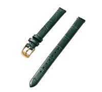 PctkeLsend 10-20mm women's genuine leather bamboo stripe strap is suitable for most flat mouthed straps(Green-Gold,14mm)