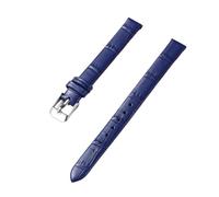 PctkeLsend 10-20mm women's genuine leather bamboo stripe strap is suitable for most flat mouthed straps(Blue-silver,10mm)