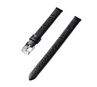 PctkeLsend 10-20mm women's genuine leather bamboo stripe strap is suitable for most flat mouthed straps(Black-silver,20mm)