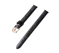 PctkeLsend 10-20mm women's genuine leather bamboo stripe strap is suitable for most flat mouthed straps(Black-Rose Gold,12mm)