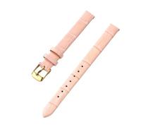 PctkeLsend 10-20mm women's genuine leather bamboo stripe strap is suitable for most flat mouthed straps(Pink-Gold,18mm)