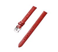 PctkeLsend 10-20mm women's genuine leather bamboo stripe strap is suitable for most flat mouthed straps(Red-Silver,16mm)