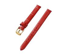 PctkeLsend 10-20mm women's genuine leather bamboo stripe strap is suitable for most flat mouthed straps(Red-gold,12mm)
