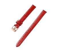 PctkeLsend 10-20mm women's genuine leather bamboo stripe strap is suitable for most flat mouthed straps(Red-rose gold,16mm)