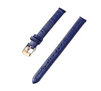PctkeLsend 10-20mm women's genuine leather bamboo stripe strap is suitable for most flat mouthed straps(Blue-Rose Gold,18mm)