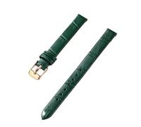 PctkeLsend 10-20mm women's genuine leather bamboo stripe strap is suitable for most flat mouthed straps(Green-rose Gold,12mm)