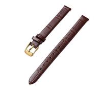 PctkeLsend 10-20mm women's genuine leather bamboo stripe strap is suitable for most flat mouthed straps(Brown-gold,14mm)