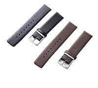 PctkeLsend 16/18/20/22mm Soft thin Calfskin Leather Watch Strap fit for most flat mouth watches(Black,22mm)