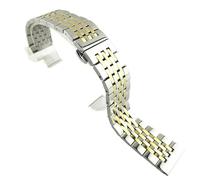 PctkeLsend 16-22mm 316L Solid Stainless Steel Butterfly Clasp WatchBand fit for most flat mouth watches(Silver Gold,19mm)