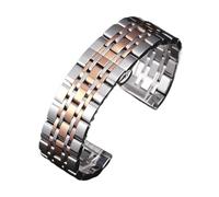 PctkeLsend 16-22mm Solid Stainless Steel Flat interface Watch Band fit for Tissot/Citizen/Seiko/Rolex/Omega(Silver RoseGold,18mm)