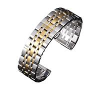 PctkeLsend 16-22mm Solid Stainless Steel Flat interface Watch Band fit for Tissot/Citizen/Seiko/Rolex/Omega(Silver Gold,19mm)