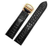 PctkeLsend 16-23mm leather watchband Fit for Cartier tank(Black-gold buckle,18mm)