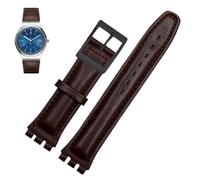 PctkeLsend 17、19mm Women man Genuine leather Watchbands fit for Swatch YCS YAS YGS(Brown black buckle,19mm)