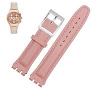 PctkeLsend 17、19mm Women man Genuine leather Watchbands fit for Swatch YCS YAS YGS(Pink silver,19mm)